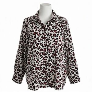 Zara Basic Leopard Print Blouse Extra Small Red Gray Black